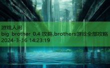 big brother 0.4 攻略,brothers游戏全部攻略-游戏人间